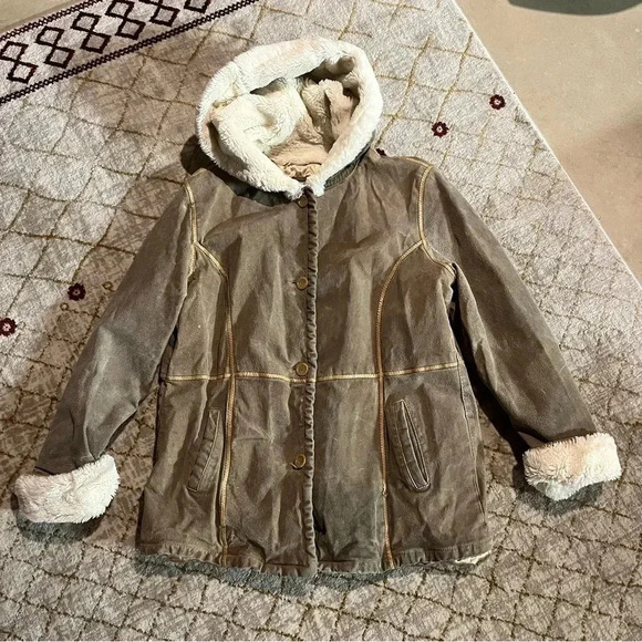 J Percy For Marvin Richards Womens 1X Suede Leather Faux Fur Lined Coat Boho - Picture 1 of 10